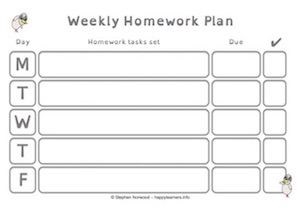 Weekly Homework Plan 3